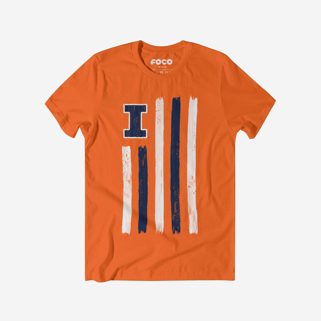 Illinois Fighting Illini Brushstroke Flag T-Shirt FOCO S - FOCO.com