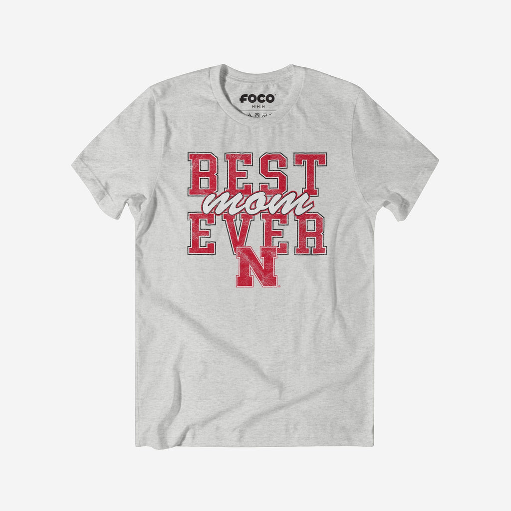 Nebraska Cornhuskers Best Mom Ever Stacked T-Shirt FOCO S - FOCO.com