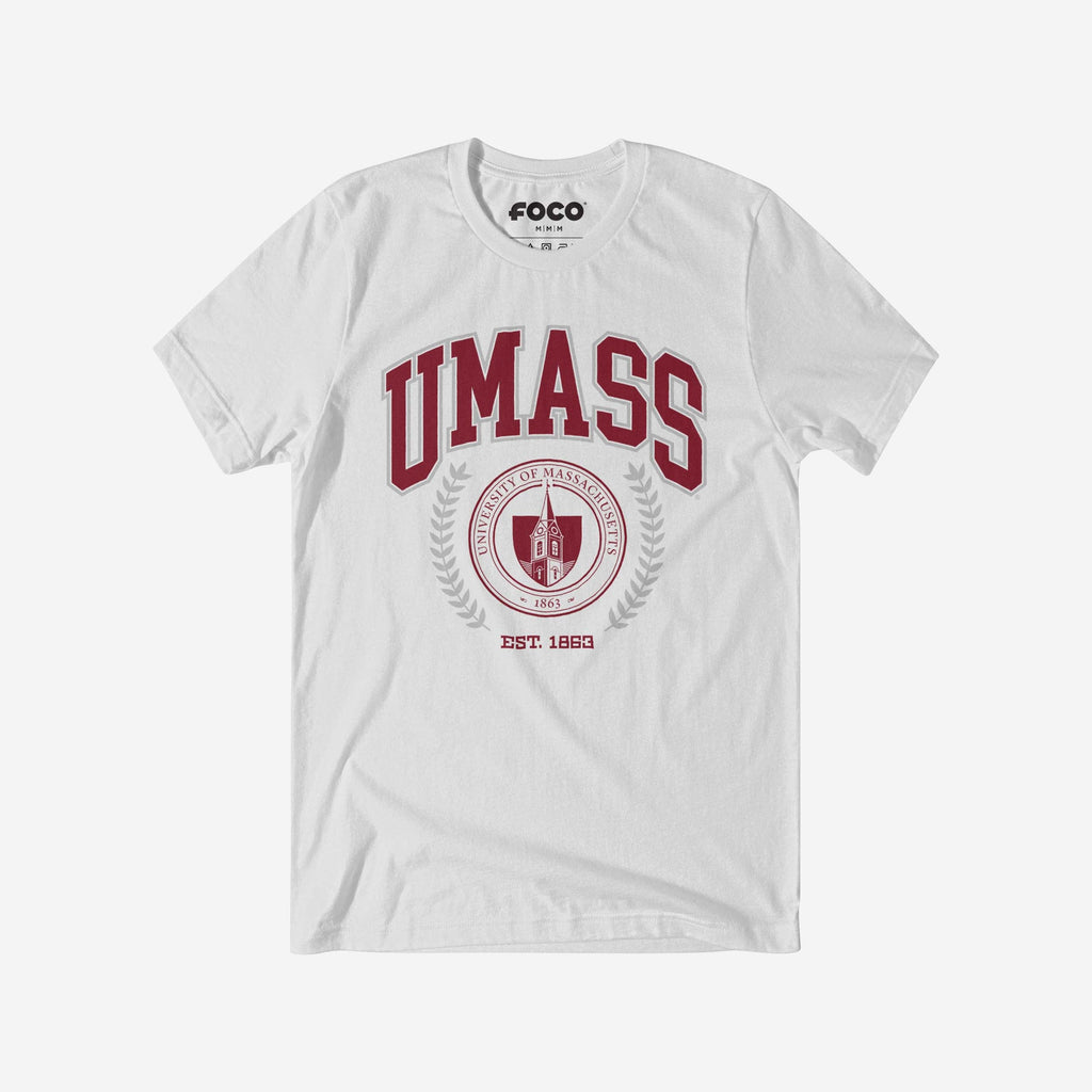 UMass Minutemen Team Crest T-Shirt FOCO White S - FOCO.com