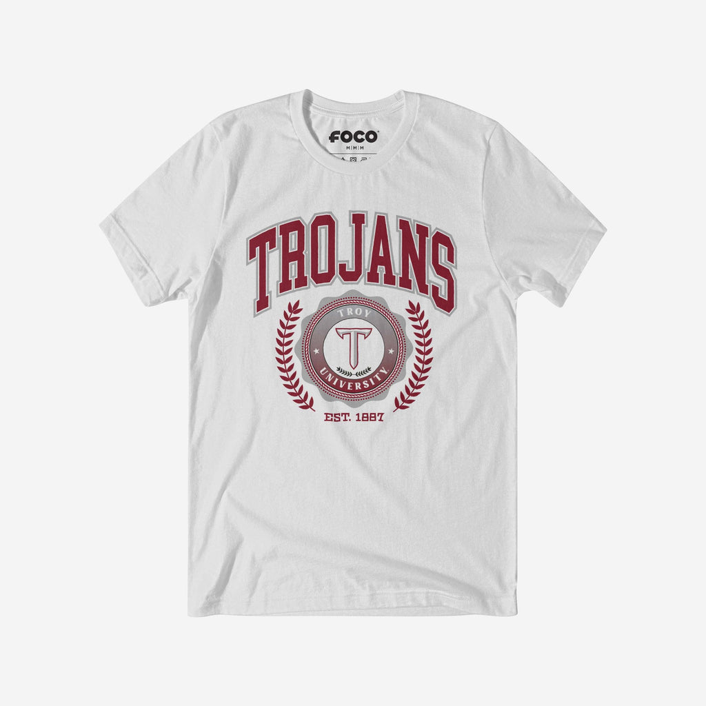 Troy Trojans Team Crest T-Shirt FOCO White S - FOCO.com