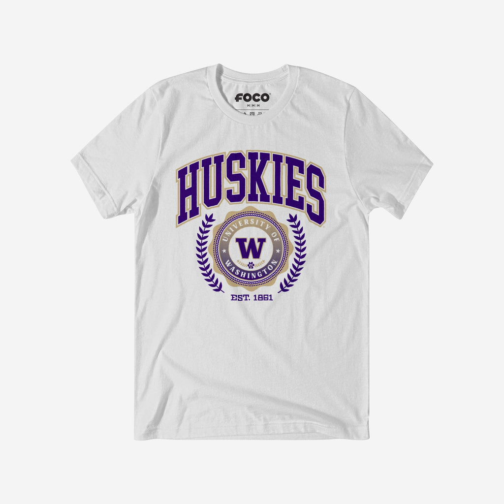 Washington Huskies Team Crest T-Shirt FOCO White S - FOCO.com