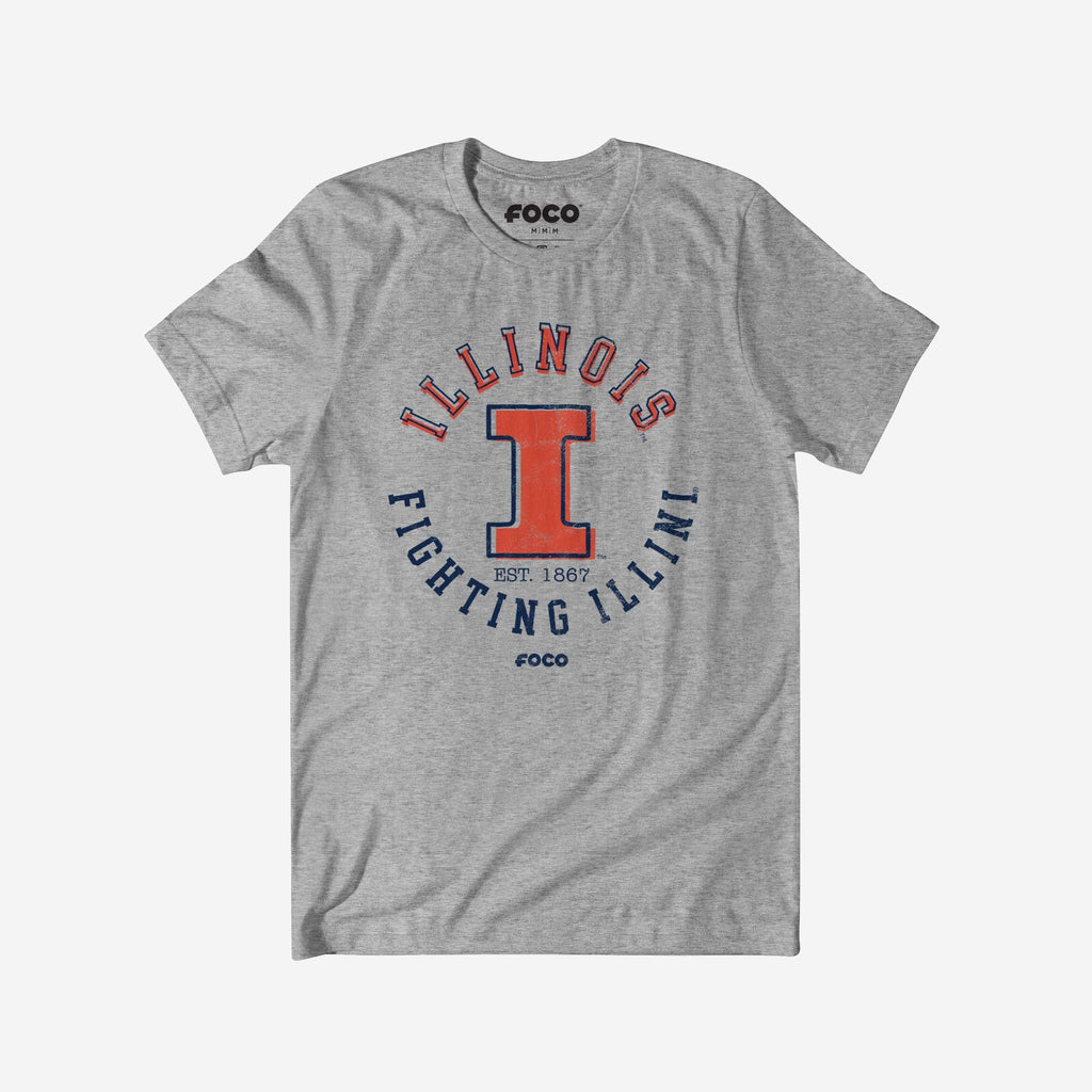 Illinois Fighting Illini Circle Vintage T-Shirt FOCO S - FOCO.com