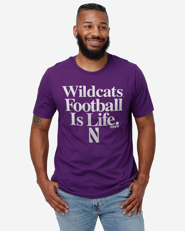 Northwestern Wildcats Football is Life T-Shirt FOCO - FOCO.com