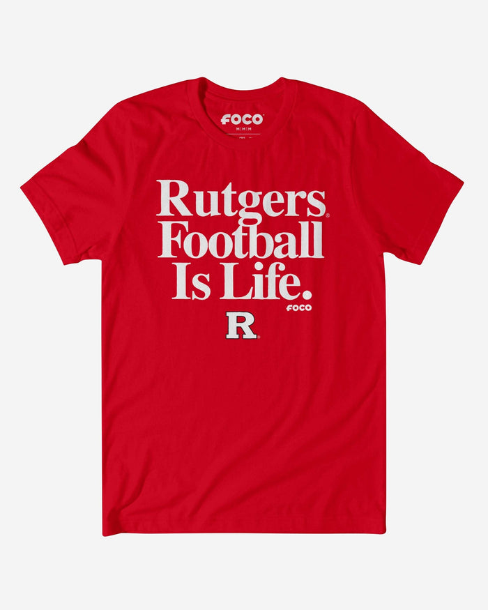 Rutgers Scarlet Knights Football is Life T-Shirt FOCO S - FOCO.com