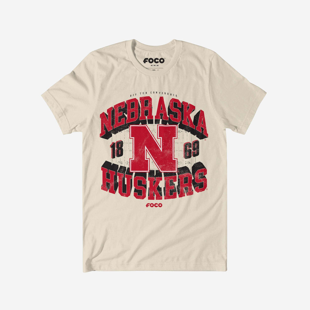 Nebraska Cornhuskers Field Arched Wordmark T-Shirt FOCO S - FOCO.com