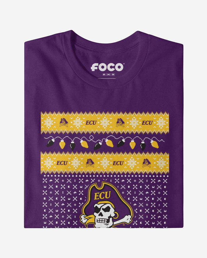 East Carolina Pirates Holiday Lights Sweater T-Shirt FOCO - FOCO.com