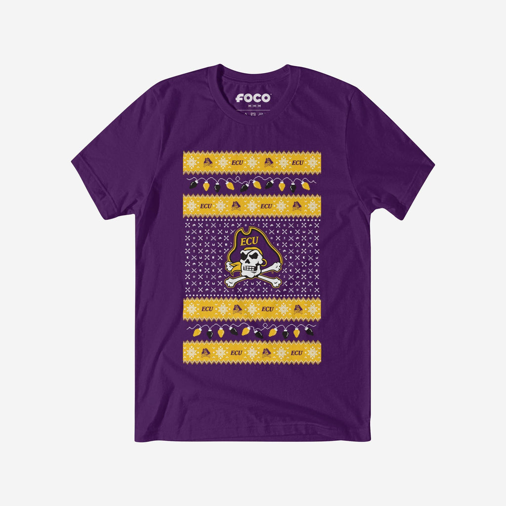 East Carolina Pirates Holiday Lights Sweater T-Shirt FOCO S - FOCO.com