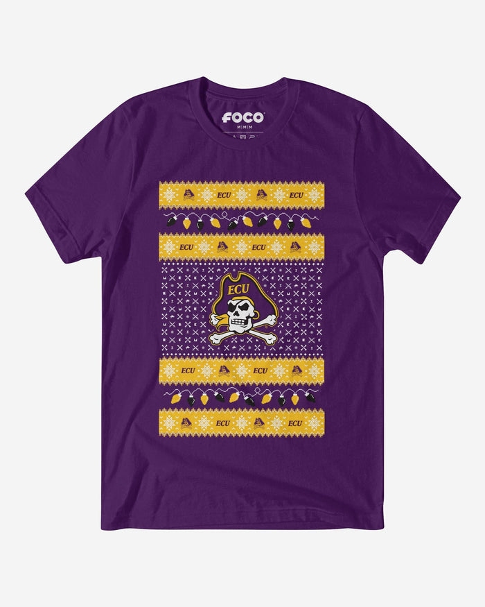 East Carolina Pirates Holiday Lights Sweater T-Shirt FOCO S - FOCO.com