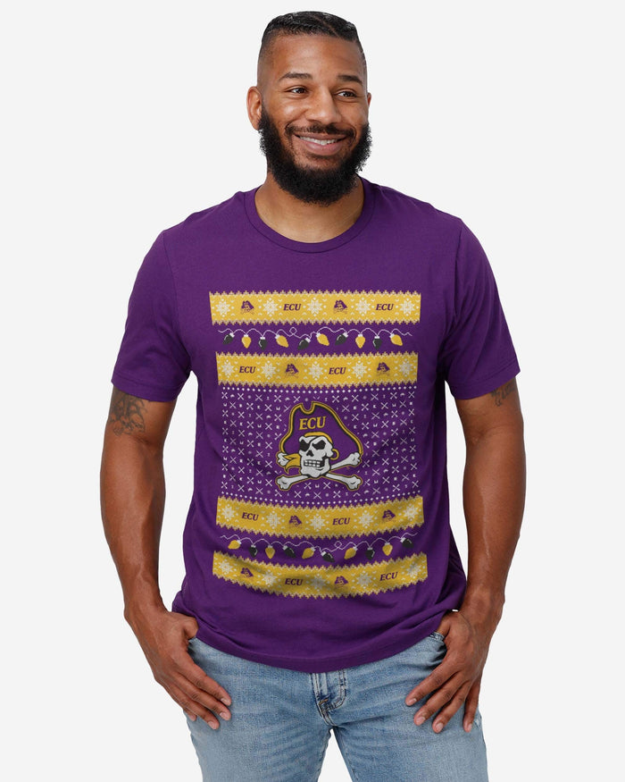 East Carolina Pirates Holiday Lights Sweater T-Shirt FOCO - FOCO.com