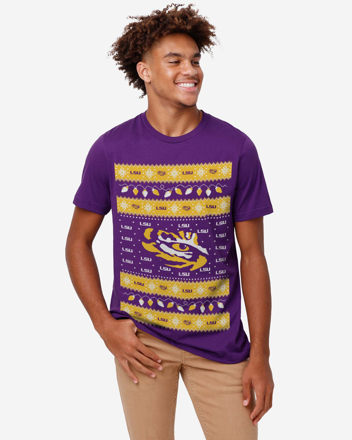 LSU Tigers Holiday Lights Sweater T-Shirt FOCO - FOCO.com