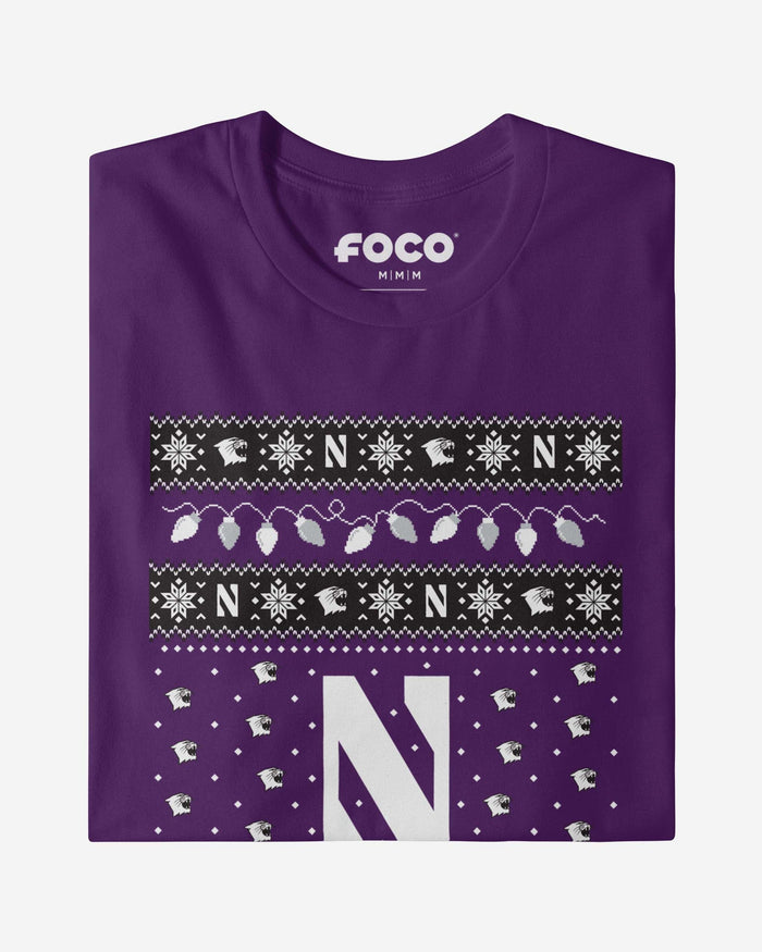 Northwestern Wildcats Holiday Lights Sweater T-Shirt FOCO - FOCO.com