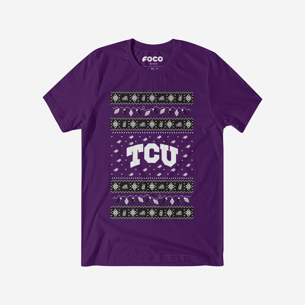 TCU Horned Frogs Holiday Lights Sweater T-Shirt FOCO S - FOCO.com