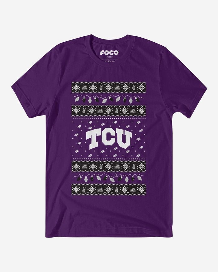 TCU Horned Frogs Holiday Lights Sweater T-Shirt FOCO S - FOCO.com