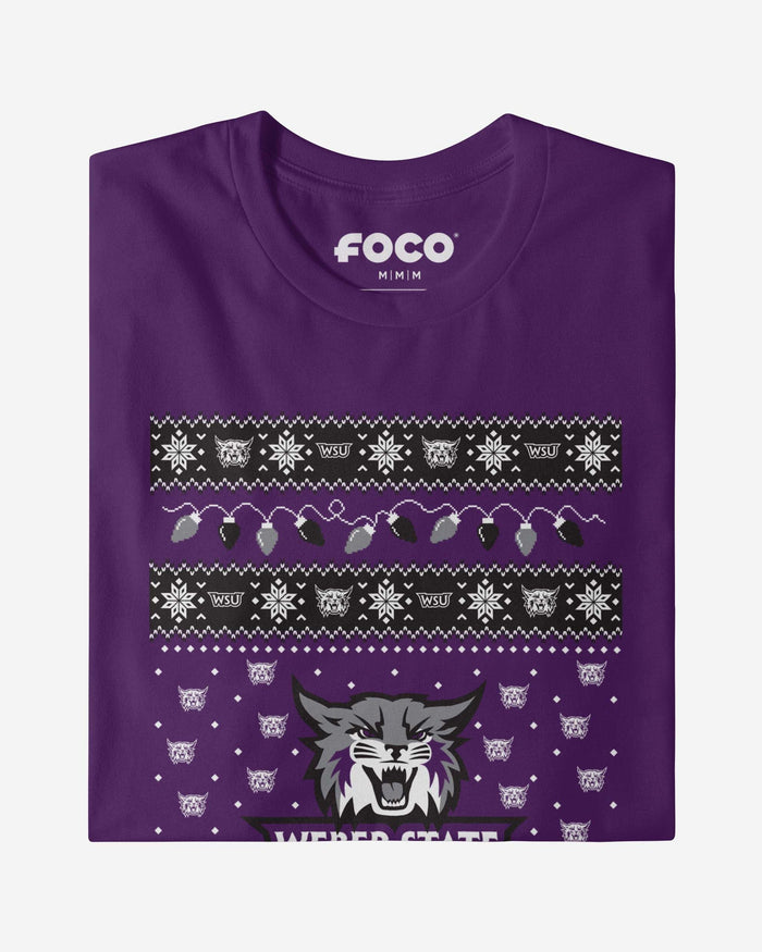 Weber State Wildcats Holiday Lights Sweater T-Shirt FOCO - FOCO.com