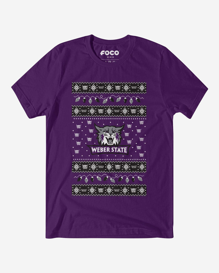 Weber State Wildcats Holiday Lights Sweater T-Shirt FOCO S - FOCO.com