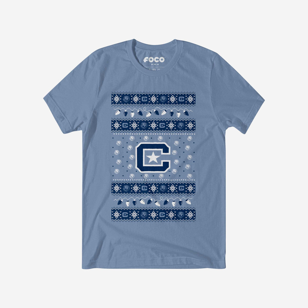 Citadel Bulldogs Holiday Lights Sweater T-Shirt FOCO S - FOCO.com