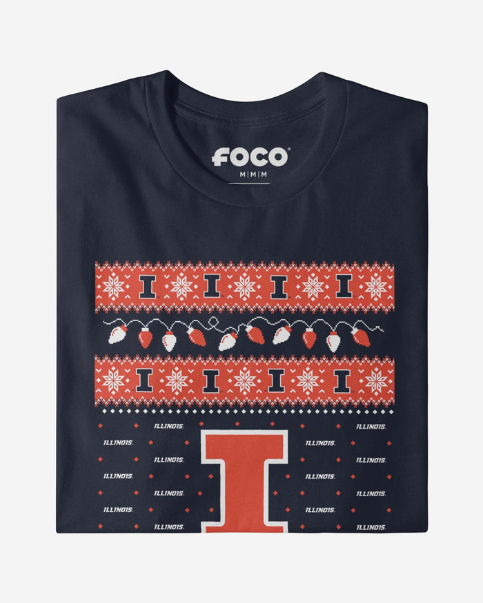 Illinois Fighting Illini Holiday Lights Sweater T-Shirt FOCO - FOCO.com