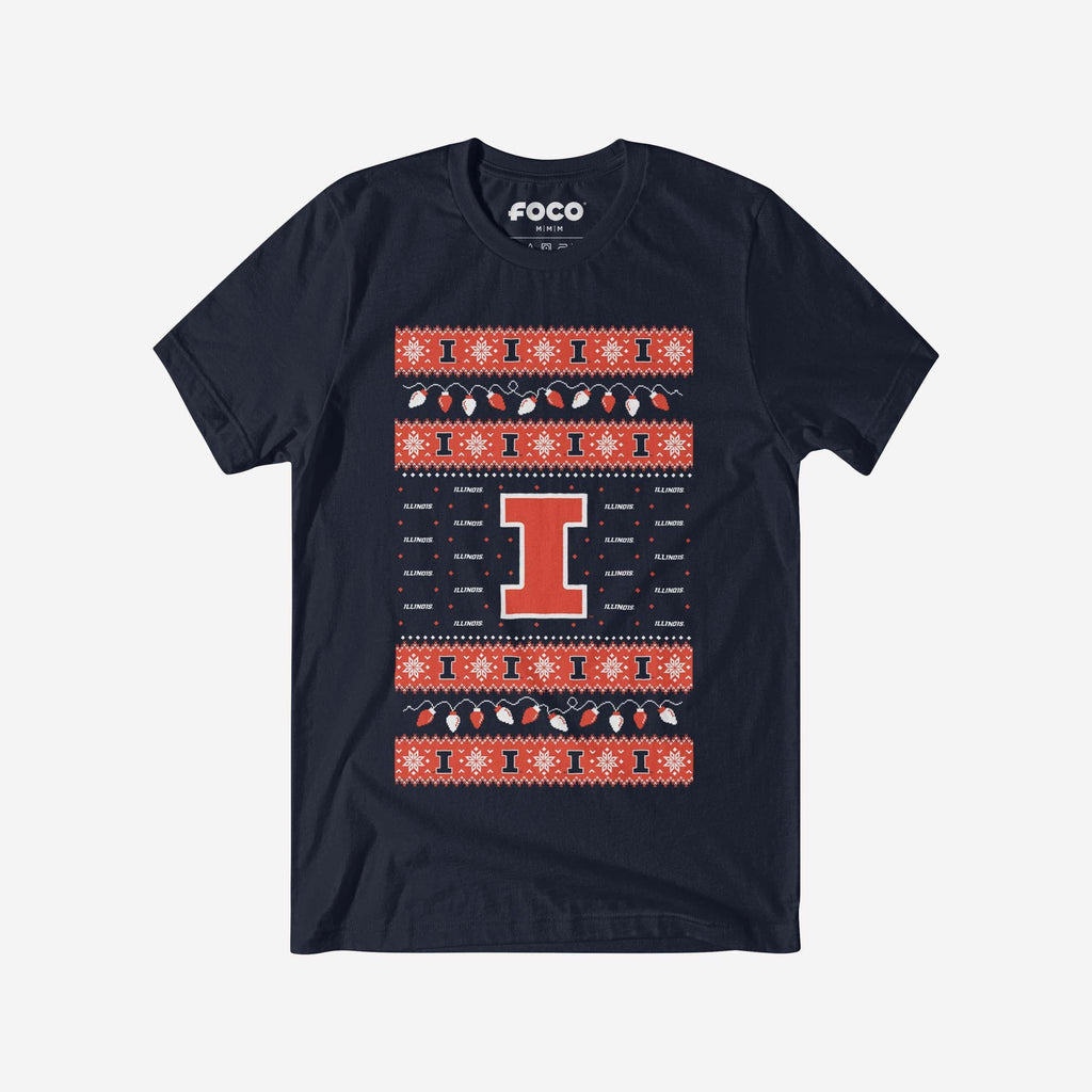 Illinois Fighting Illini Holiday Lights Sweater T-Shirt FOCO S - FOCO.com