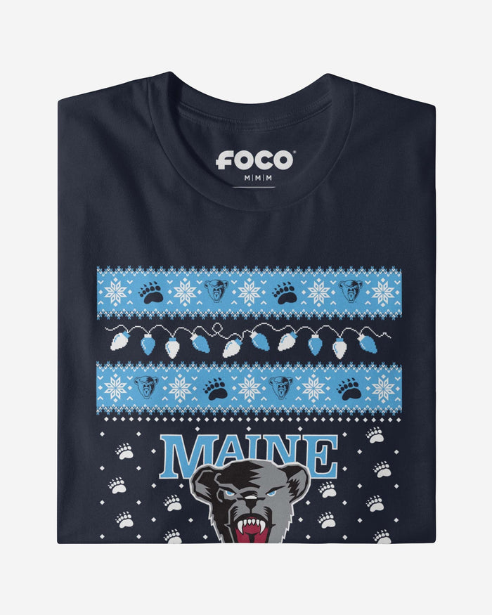 Maine Black Bears Holiday Lights Sweater T-Shirt FOCO - FOCO.com