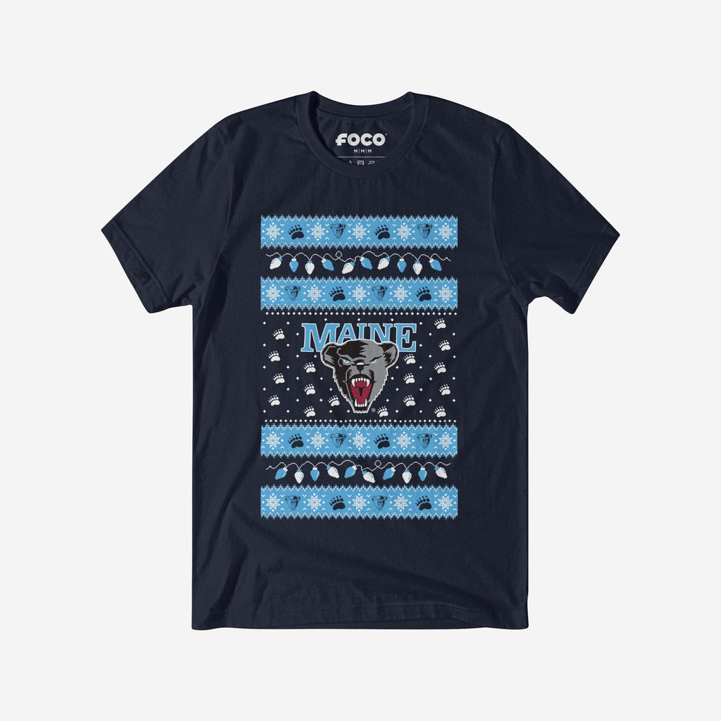 Maine Black Bears Holiday Lights Sweater T-Shirt FOCO S - FOCO.com