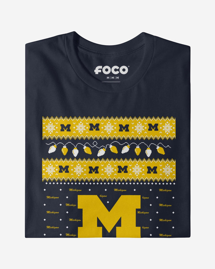 Michigan Wolverines Holiday Lights Sweater T-Shirt FOCO - FOCO.com