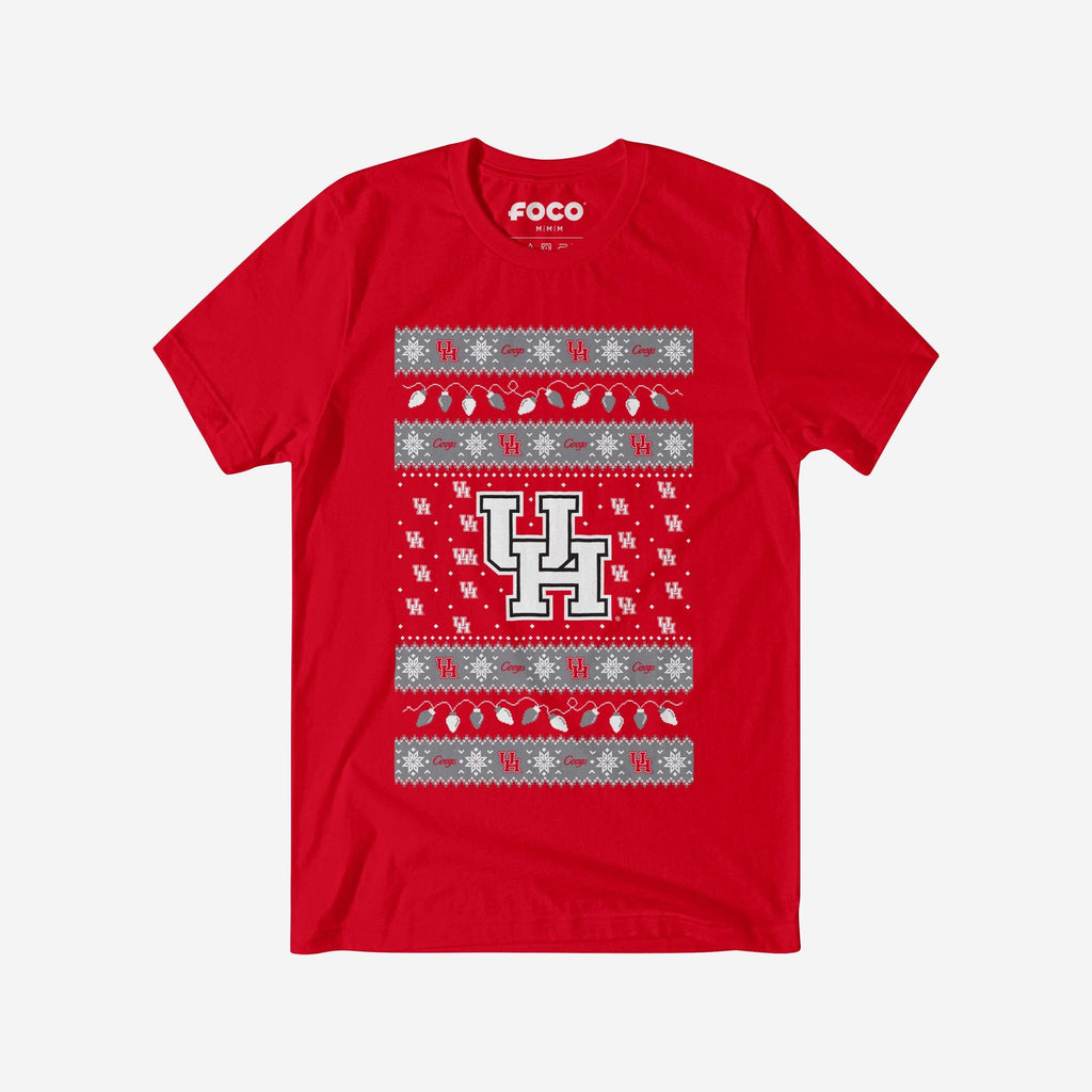 Houston Cougars Holiday Lights Sweater T-Shirt FOCO S - FOCO.com