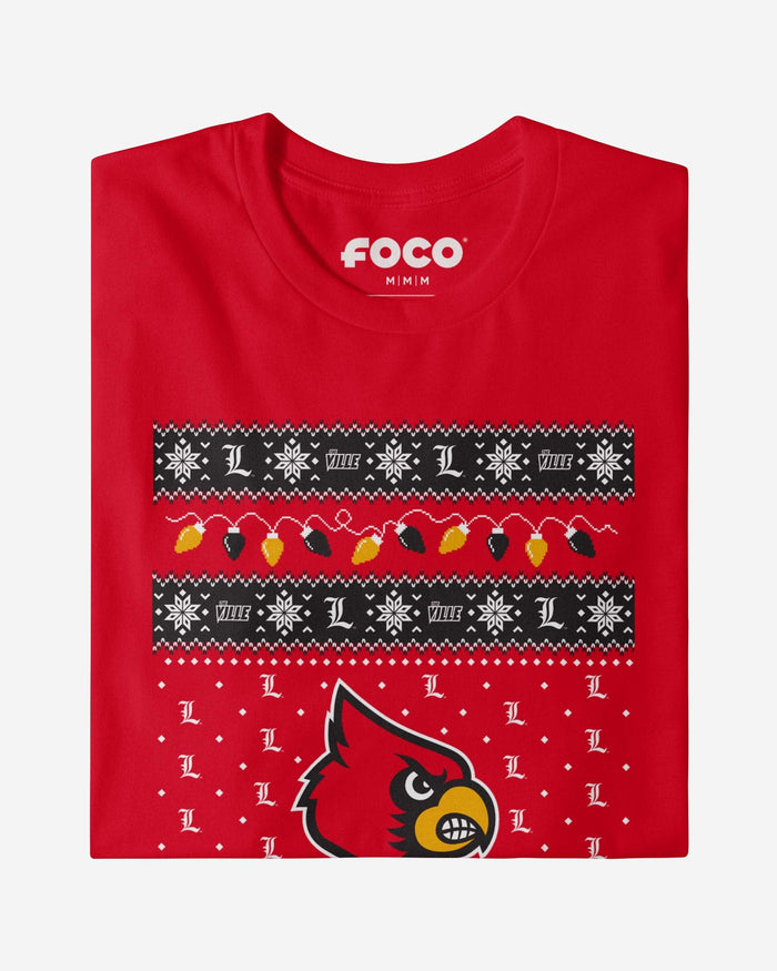 Louisville Cardinals Holiday Lights Sweater T-Shirt FOCO - FOCO.com