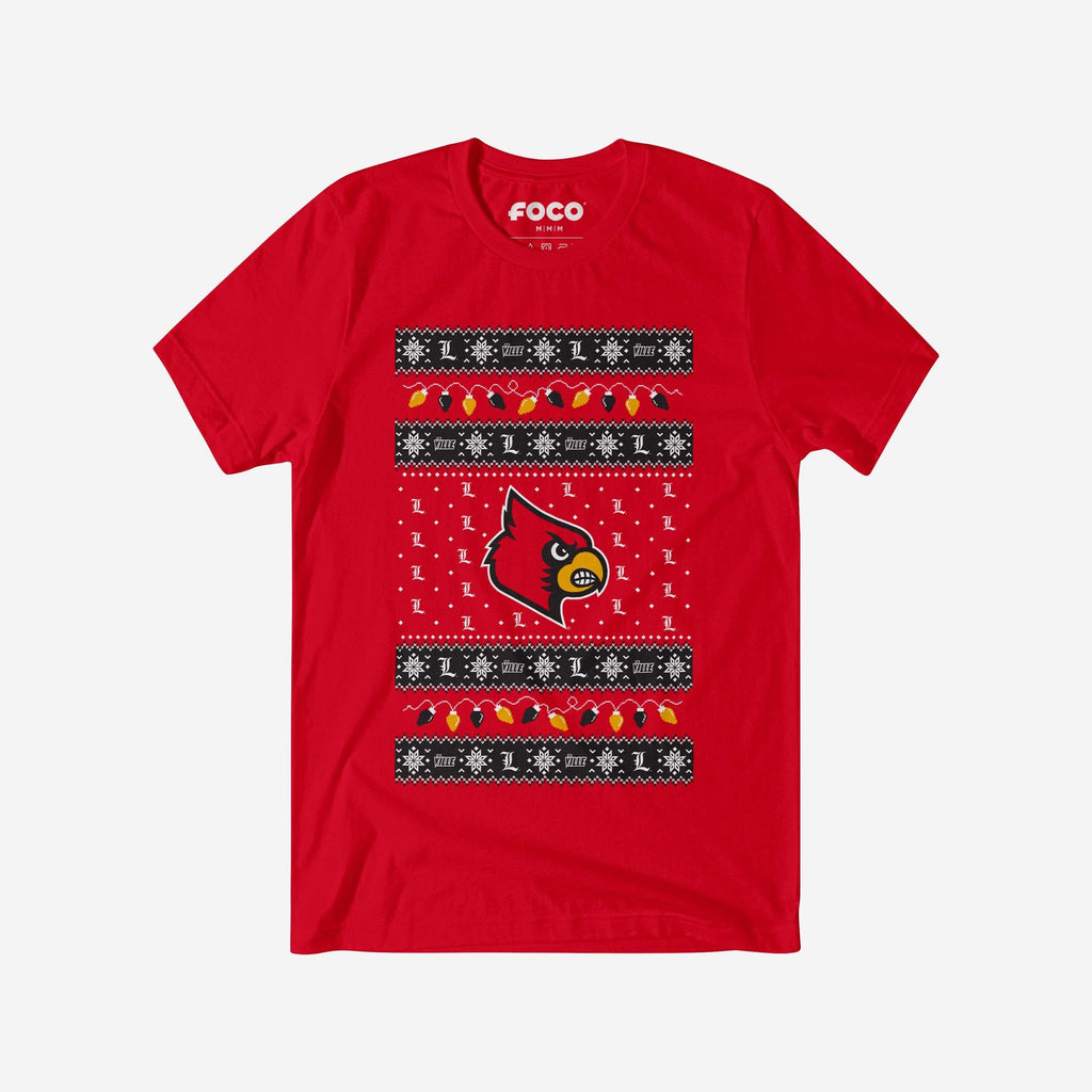 Louisville Cardinals Holiday Lights Sweater T-Shirt FOCO S - FOCO.com