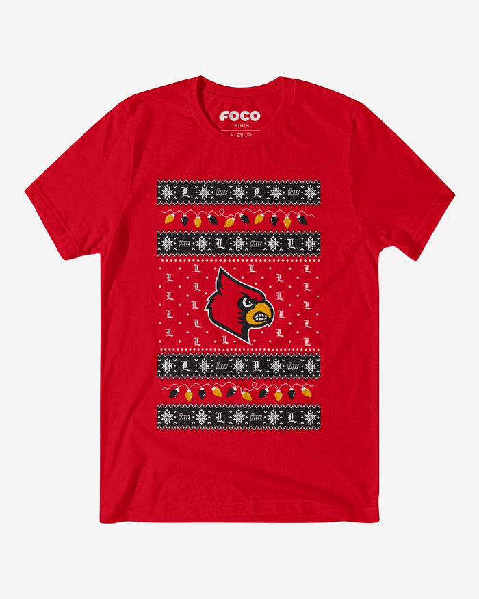 Louisville Cardinals Holiday Lights Sweater T-Shirt FOCO S - FOCO.com