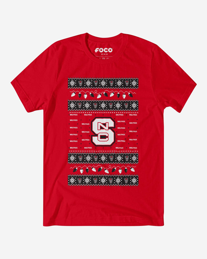 NC State Wolfpack Holiday Lights Sweater T-Shirt FOCO S - FOCO.com