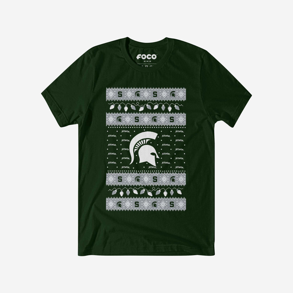 Michigan State Spartans Holiday Lights Sweater T-Shirt FOCO S - FOCO.com