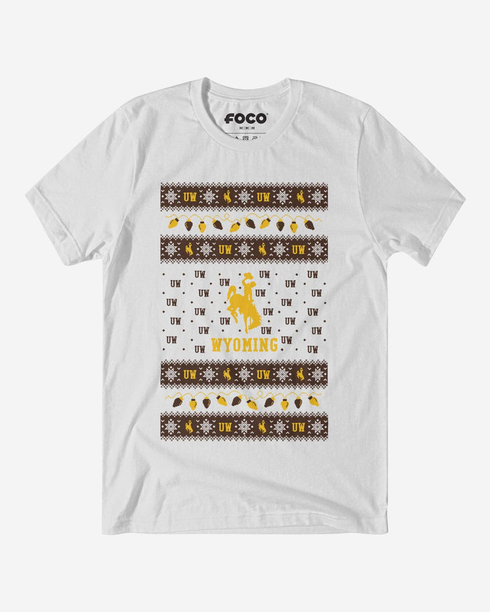 Wyoming Cowboys Holiday Lights Sweater T-Shirt FOCO S - FOCO.com