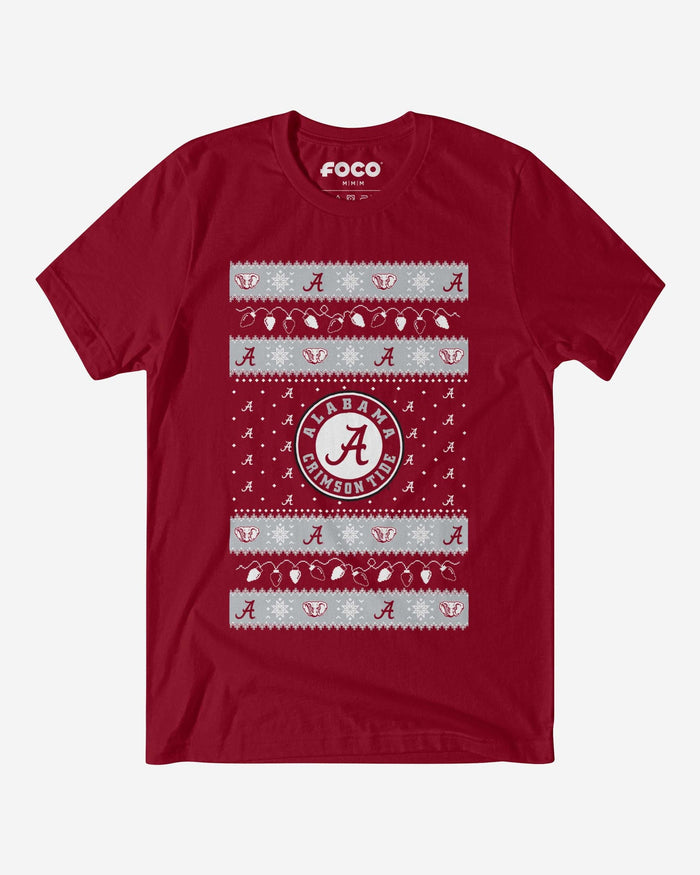 Alabama Crimson Tide Holiday Lights Sweater T-Shirt FOCO S - FOCO.com