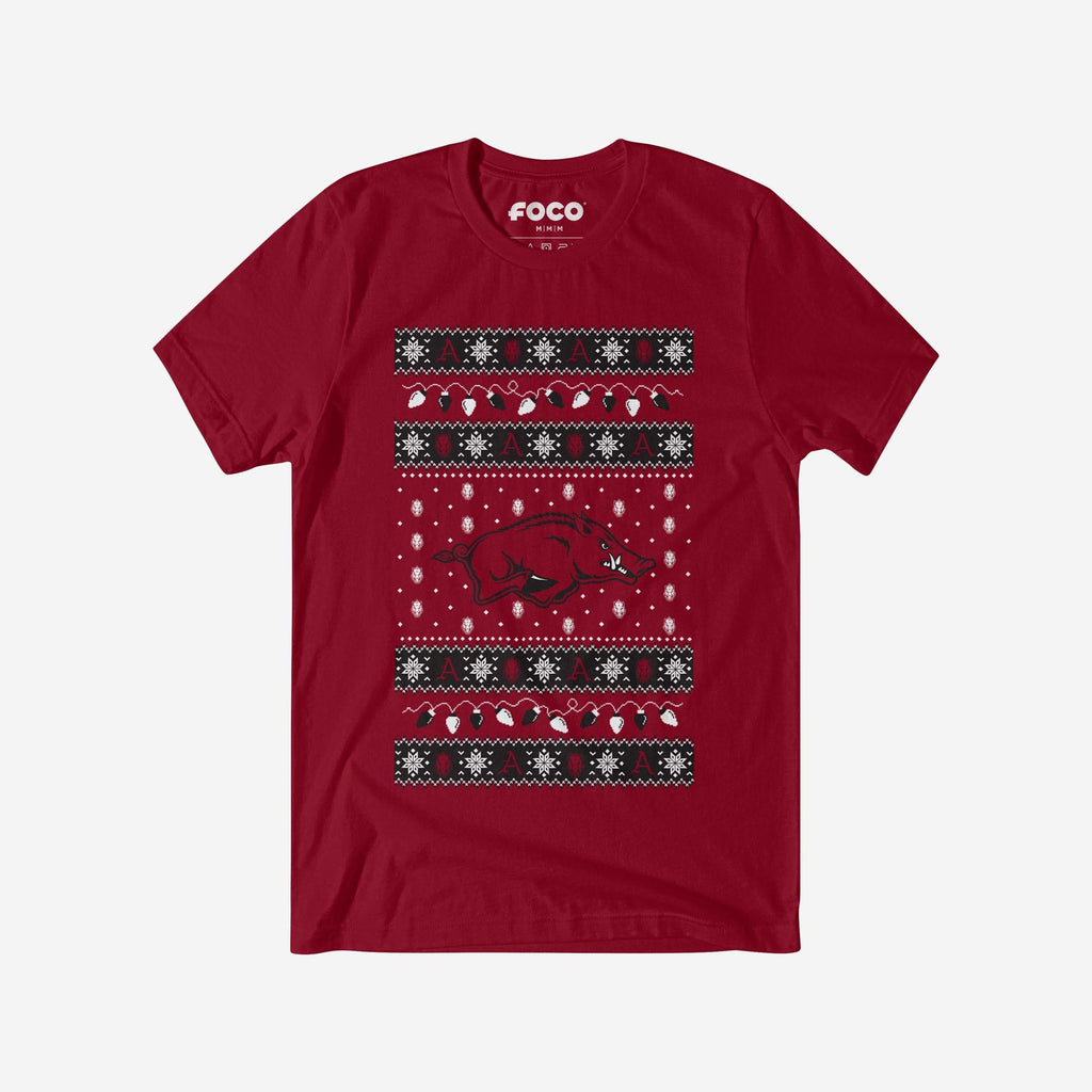 Arkansas Razorbacks Holiday Lights Sweater T-Shirt FOCO S - FOCO.com