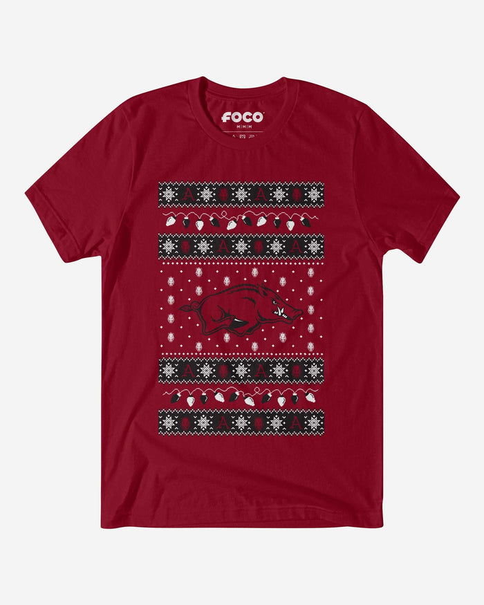 Arkansas Razorbacks Holiday Lights Sweater T-Shirt FOCO S - FOCO.com