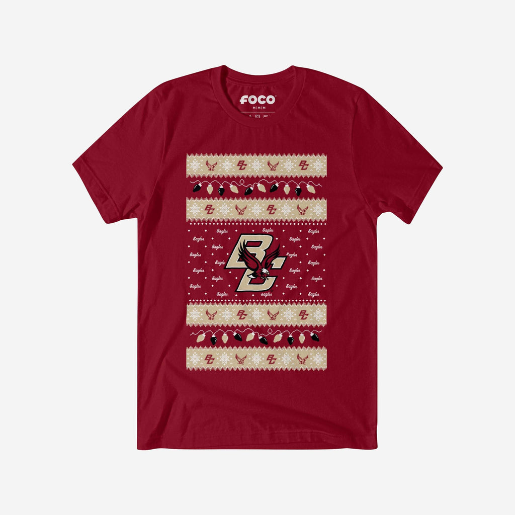 Boston College Eagles Holiday Lights Sweater T-Shirt FOCO S - FOCO.com