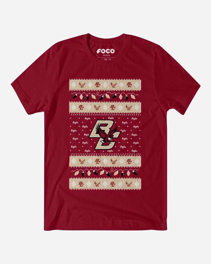 Boston College Eagles Holiday Lights Sweater T-Shirt FOCO S - FOCO.com