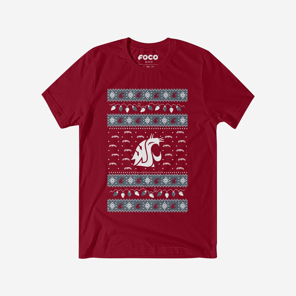 Washington State Cougars Holiday Lights Sweater T-Shirt FOCO S - FOCO.com