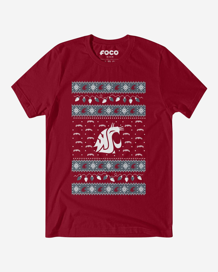 Washington State Cougars Holiday Lights Sweater T-Shirt FOCO S - FOCO.com