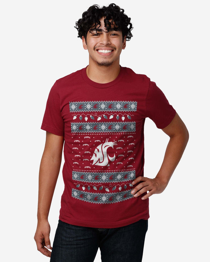 Washington State Cougars Holiday Lights Sweater T-Shirt FOCO - FOCO.com