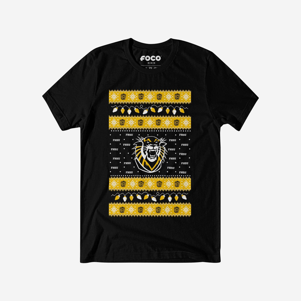 Fort Hays State Tigers Holiday Lights Sweater T-Shirt FOCO S - FOCO.com