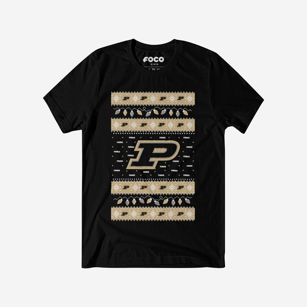 Purdue Boilermakers Holiday Lights Sweater T-Shirt FOCO S - FOCO.com