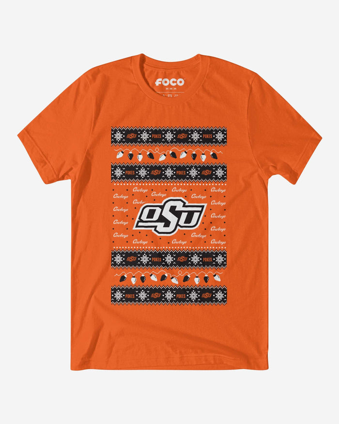 Oklahoma State Cowboys Holiday Lights Sweater T-Shirt FOCO S - FOCO.com