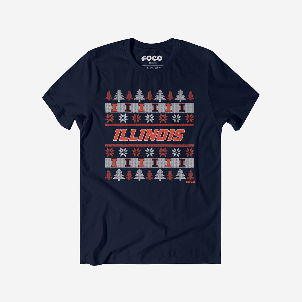 Illinois Fighting Illini Holiday Sweater T-Shirt FOCO S - FOCO.com