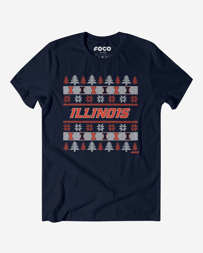 Illinois Fighting Illini Holiday Sweater T-Shirt FOCO S - FOCO.com