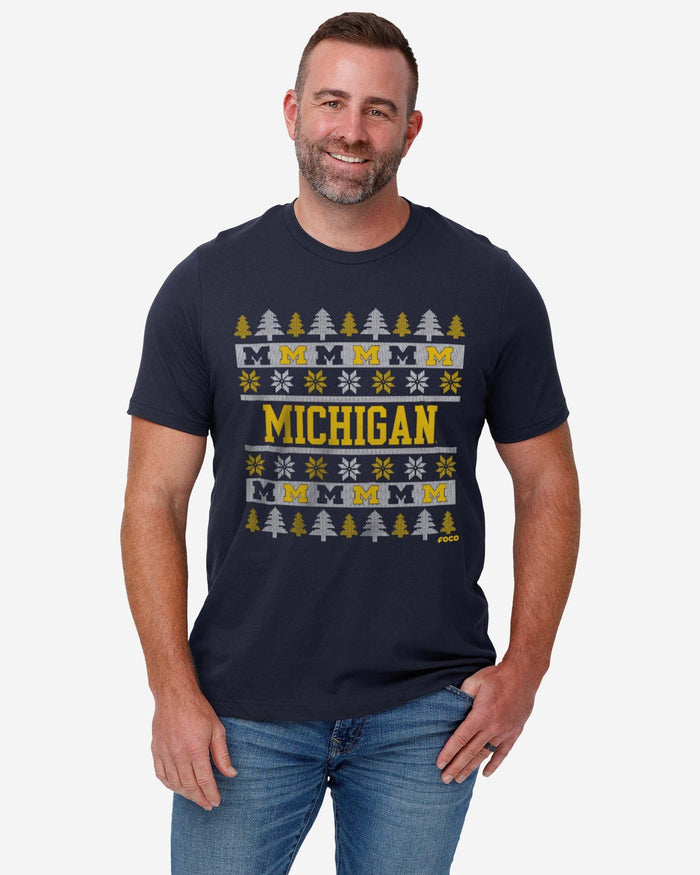 Michigan Wolverines Holiday Sweater T-Shirt FOCO - FOCO.com