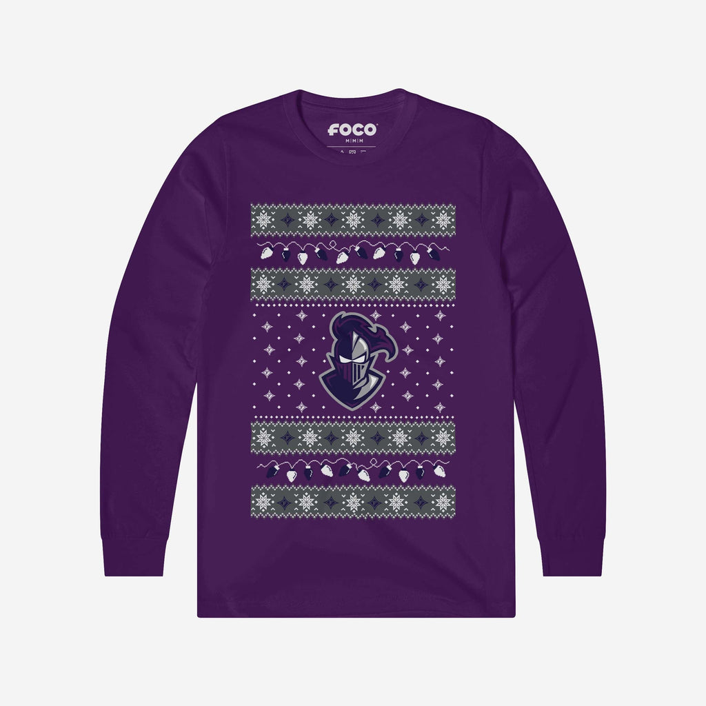 Furman Paladins Holiday Lights Sweater Long Sleeve T-Shirt FOCO S - FOCO.com