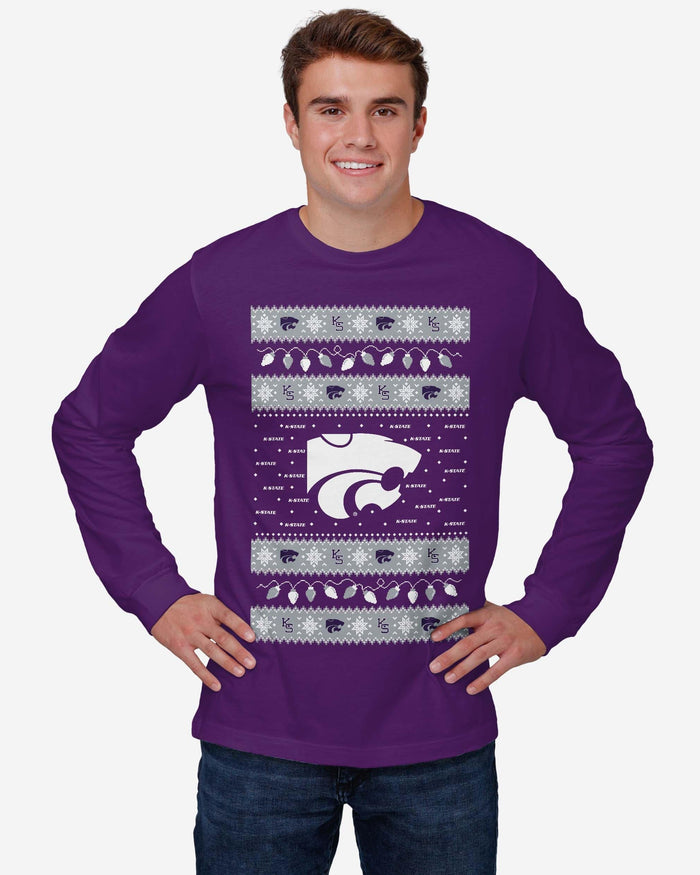 Kansas State Wildcats Holiday Lights Sweater Long Sleeve T-Shirt FOCO - FOCO.com