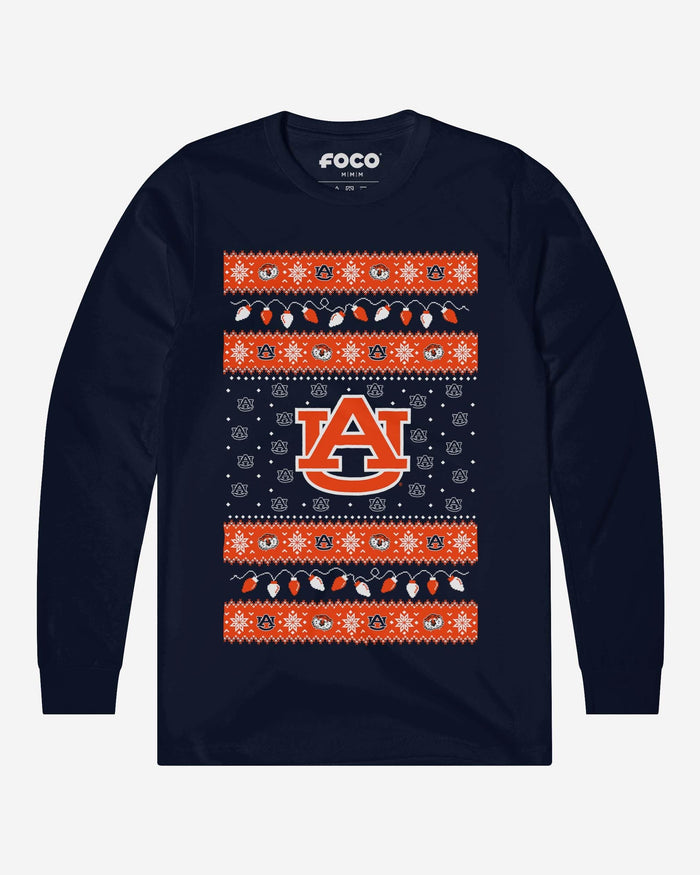 Auburn Tigers Holiday Lights Sweater Long Sleeve T-Shirt FOCO S - FOCO.com