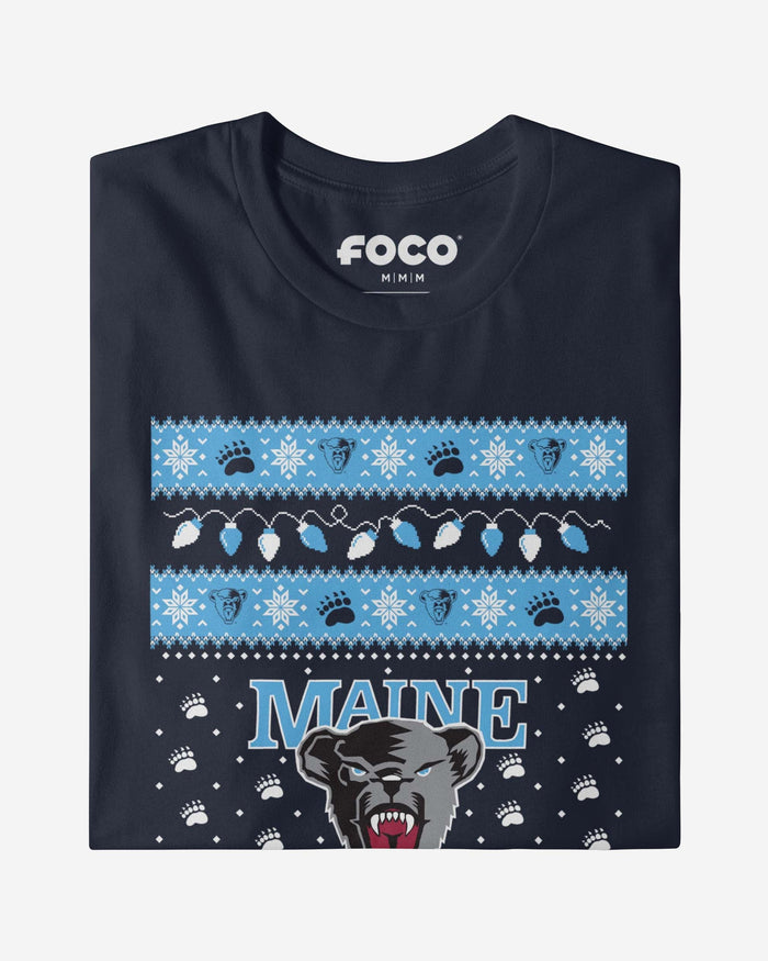 Maine Black Bears Holiday Lights Sweater Long Sleeve T-Shirt FOCO - FOCO.com